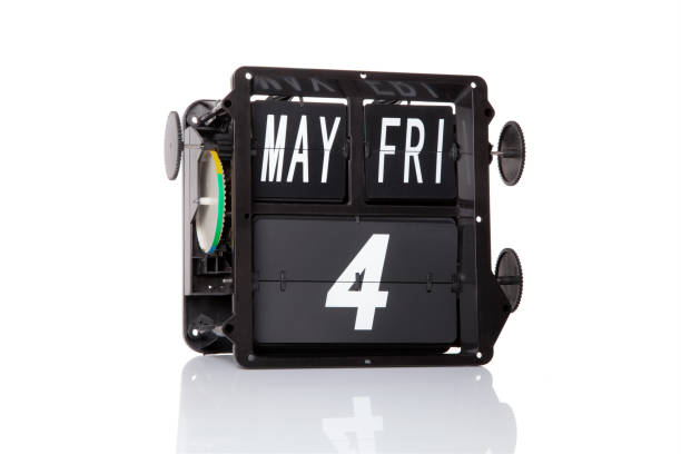 istock Vintage Mechanical calendar retro isolated 909187324