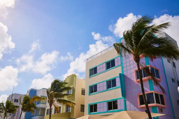 Miami Beach Ocean boulevard Art Deco district in florida USA