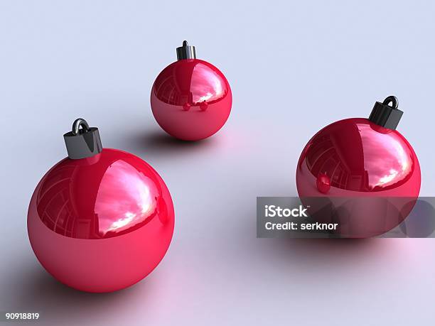 Three Red Christmas Balls Stock Photo - Download Image Now - Celebration, Christmas, Christmas Decoration