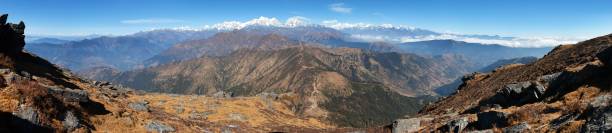 istock Panoramic view of himalaya range from Pikey peak 909196912
