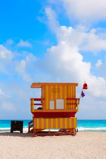 Miami beach baywatch tower in south beach of Florida USA