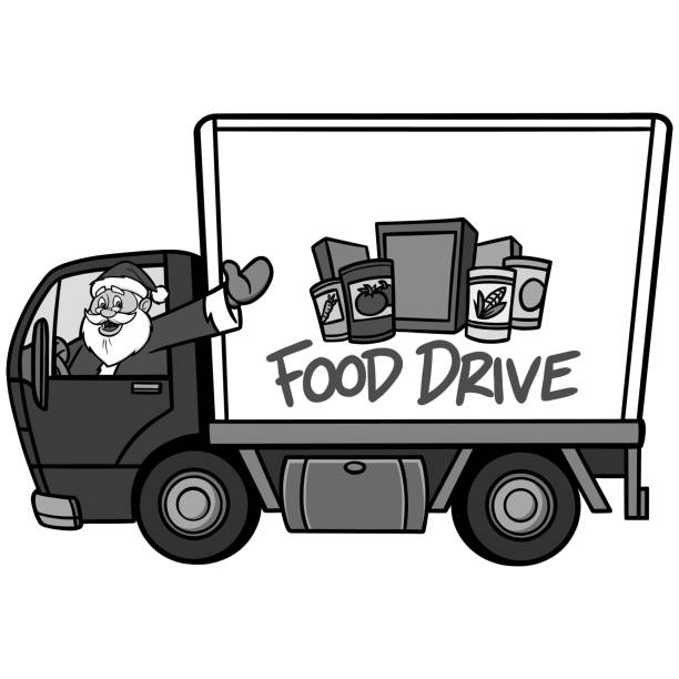 Christmas Food Drive Illustration A vector cartoon illustration of a Christmas Food Drive concept. holiday food drive stock illustrations