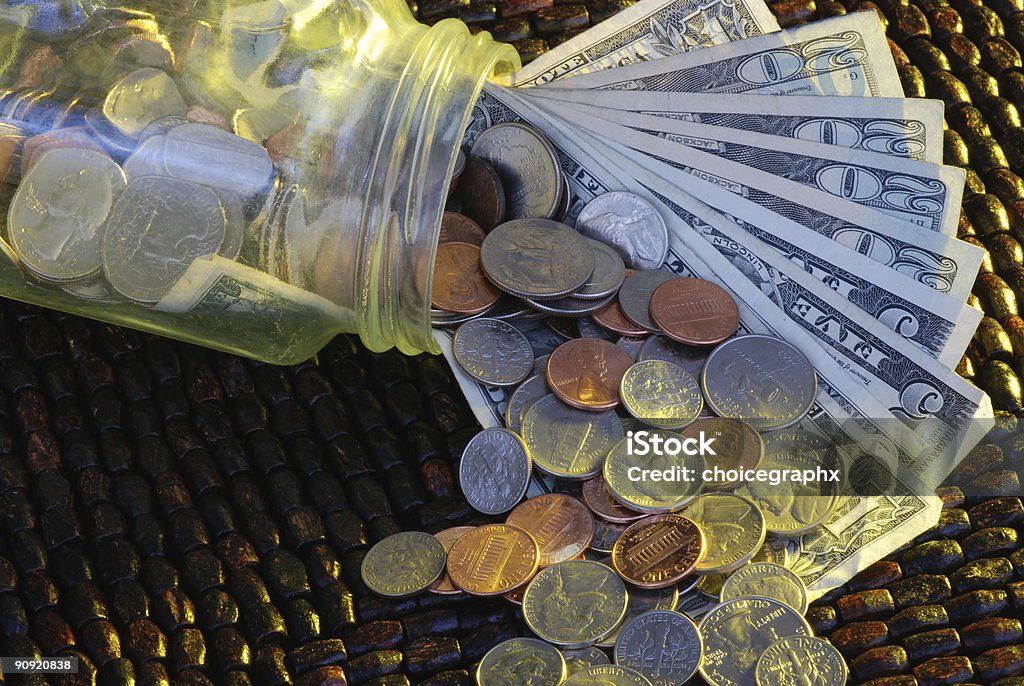 Jar Geld sparen - Lizenzfrei 1-Dollar-Schein Stock-Foto