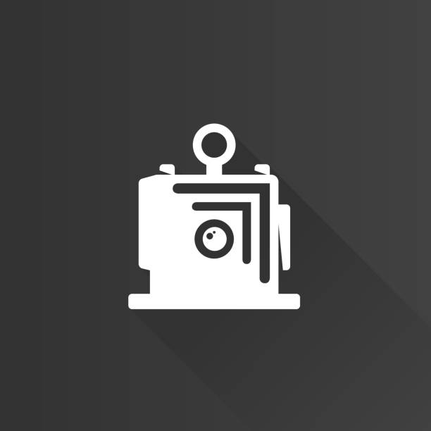 Metro Icon - Large format camera Large format camera icon in Metro user interface color style. film photography 4 x 10 kilometer stock illustrations