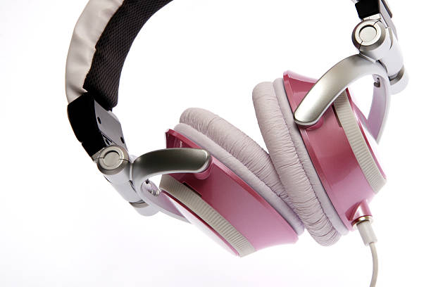 Pink headphones stock photo
