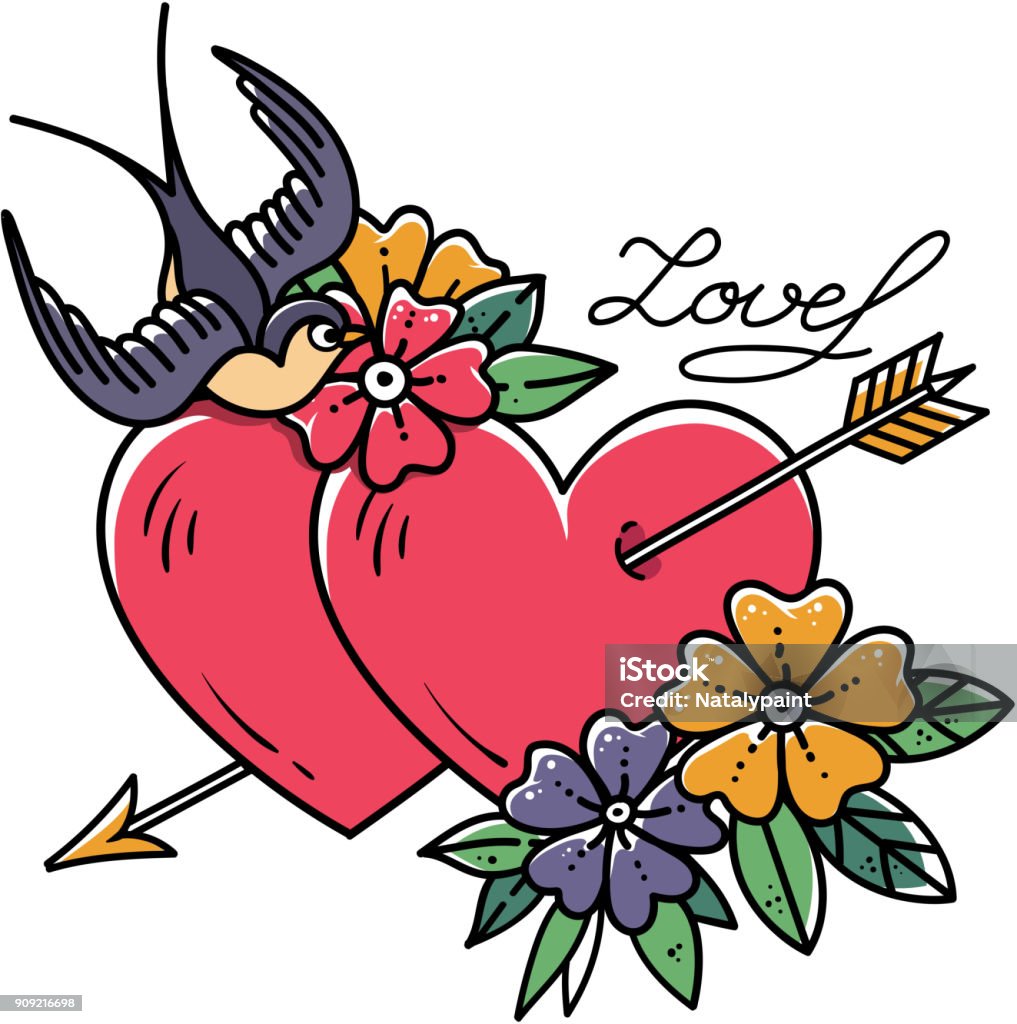 Nghệ Thuật Xăm Hình Hai Trái Tim Bị Mũi Tên Đâm Xuyên Qua Hình Xăm ...