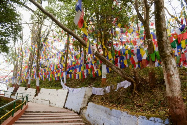 istock Colorful buddhism prayer flags in Mahakal temple 909225254