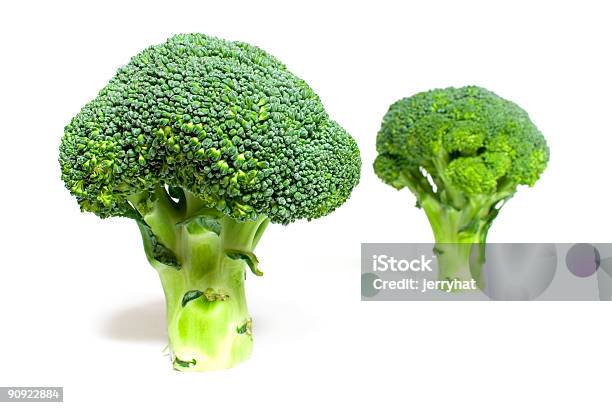 Two Broccoli Standing Stock Photo - Download Image Now - Broccoli, Color Image, Crucifers