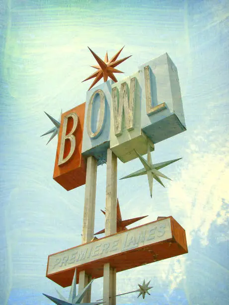 Photo of bowling alley sign