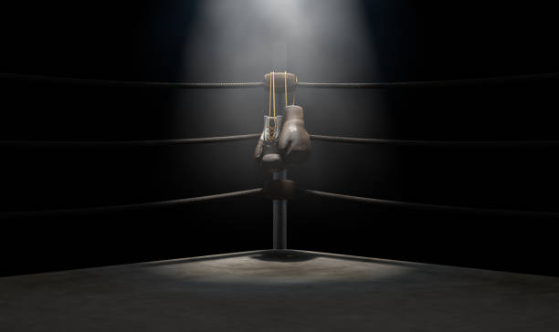 istock Vintage Boxing  Corner And Hung Up Gloves 909233164