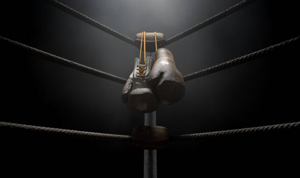 istock Vintage Boxing  Corner And Hung Up Gloves 909233762