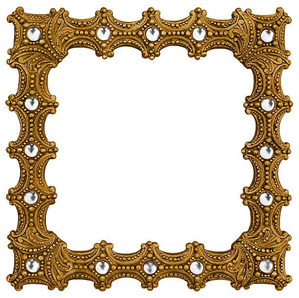 золото фоторамка с камнями - frame scalloped picture frame photograph стоковые фото и изображения