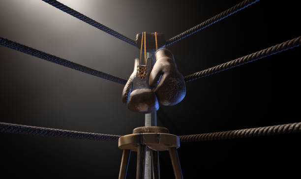 istock Vintage Boxing  Corner And Hung Up Gloves 909234694