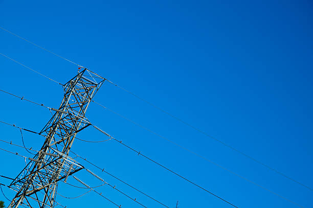 Power lines with copy space stock photo
