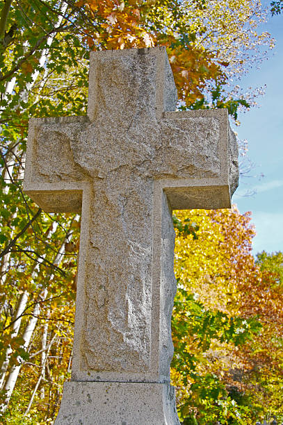 Cross in Fall stock photo