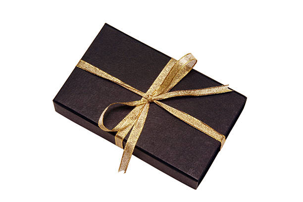 istock Black Gift Box with Gold Ribbon 90924422
