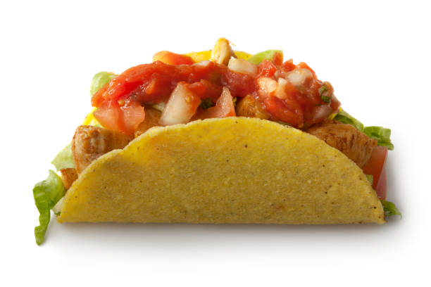 istock TexMex Food: Chicken Taco Isolated on White Background 909246006