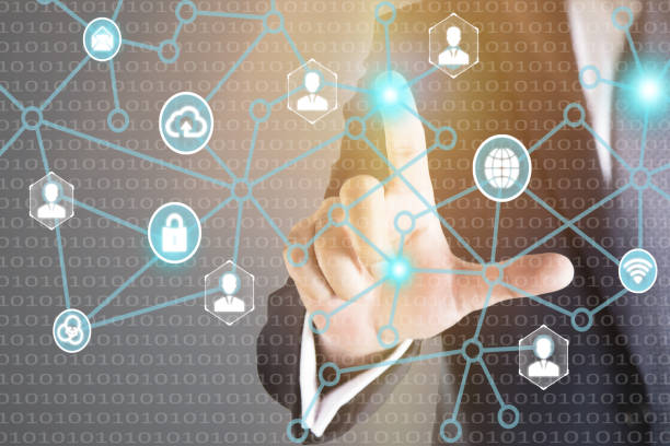 istock View of a Business network connection displayed on a futuristic interface with technology icon - Worldwide business concept 909250192