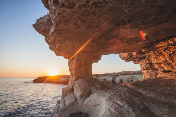 Ayia Napa, Cyprus. Sea caves of Cavo Greco Cape. stock photo