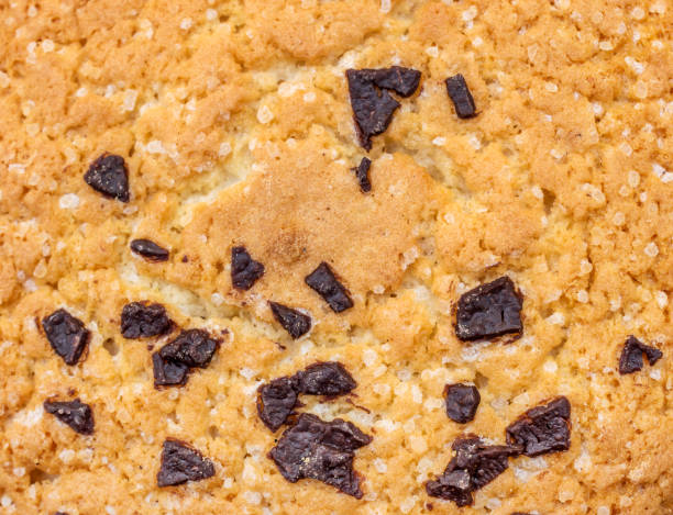 istock Texture of cookie with chocolate. Close up. Top view. 909255434