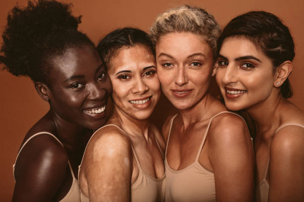 istock Beautiful woman with different skin types 909258254