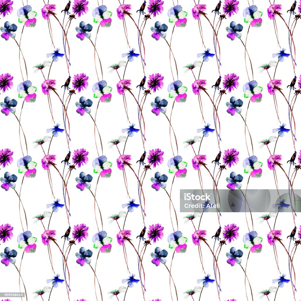 Wild Abstract Patterns Seamless Pattern With Wild Flowers Stock Illustration - Download Image ...