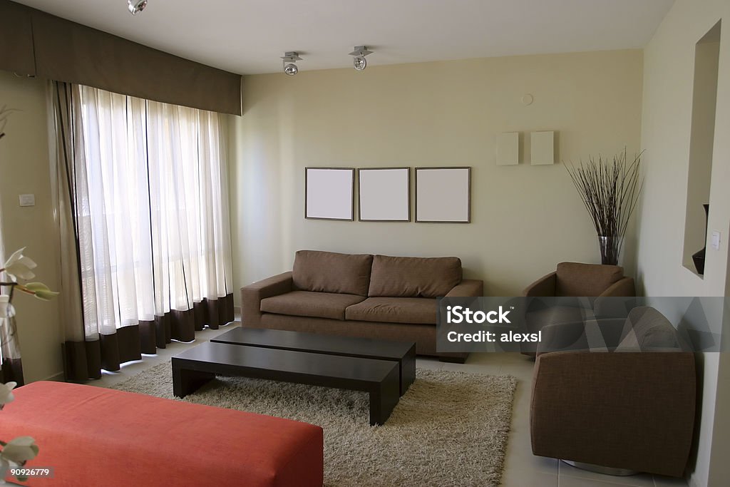 Interior de uma sala de estar - Foto de stock de Apartamento royalty-free