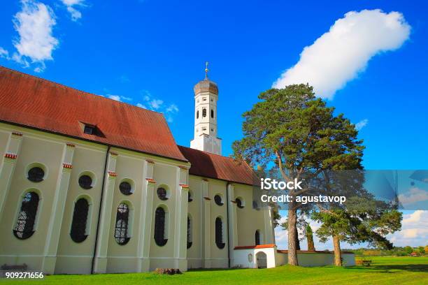 Idyllic St Coloman Church In Allgau Bavarian Alps At Autumn Fussen And Schwangau Germany Stock Photo - Download Image Now