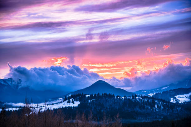 istock Fantastic sunrise in the winter 909272258