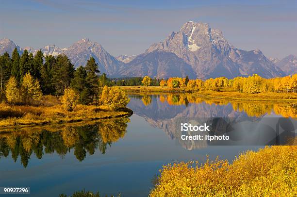 Oxbow Bend Parque Nacional De Grand Teton - Fotografias de stock e mais imagens de Bend - Oregon - Bend - Oregon, Outono, Paisagem - Natureza