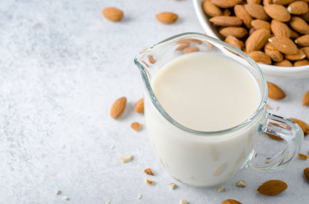 istock Almond milk in a milk pitcher 909275624