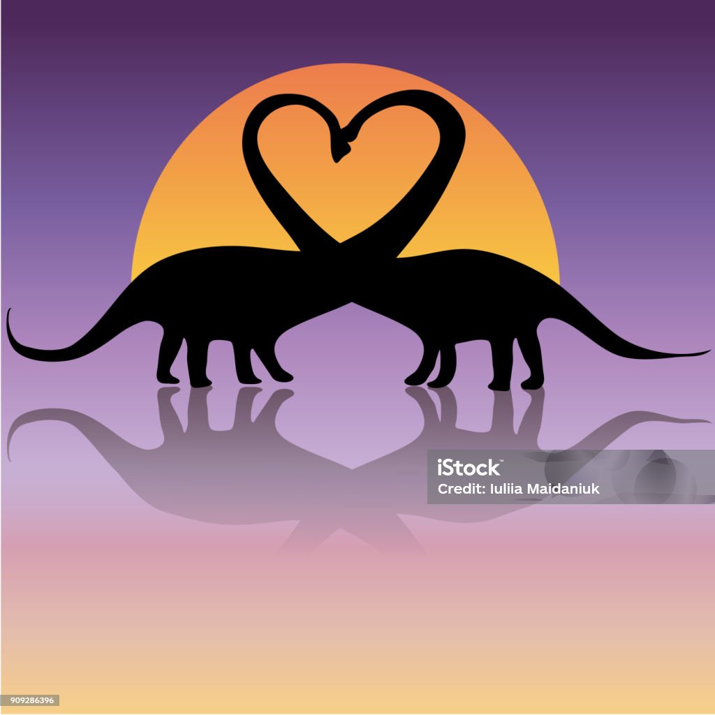 Happy Valentine's Day. Love symbol. Dinosaurs in love. Vector icon. Animal stock vector