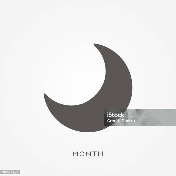 Bulan Ikon Siluet Ilustrasi Stok - Unduh Gambar Sekarang - Alam
