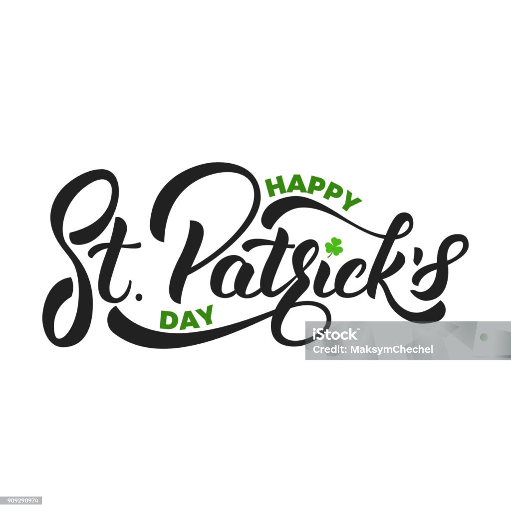 Saint Patrick's Day. Lettering St. Patrick's with clover symbol. St. Patricks Day card Saint Patrick's Day. Lettering St. Patrick's with clover symbol. St. Patricks Day card. Day stock vector