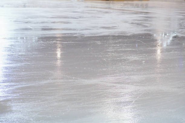 Hockey ice Rink Face Off. Abstract close up texture with markup