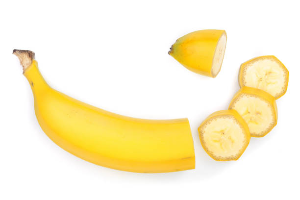 istock banana sliced isolated on white background. Top view. Flat lay 909294332