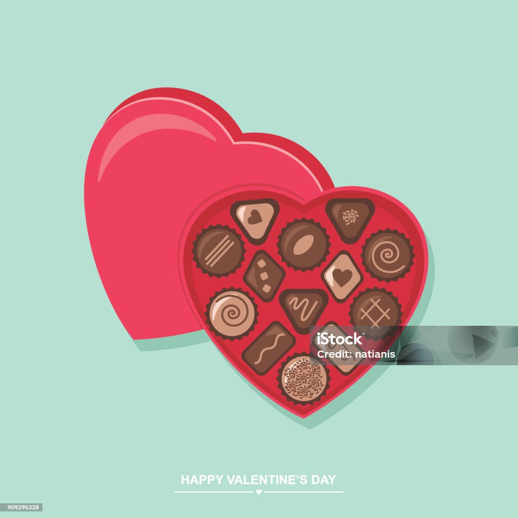 Valentine's day chocolate candy heart box - Royalty-free Chocolate arte vetorial