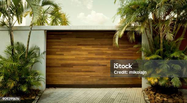 Car Garage Door Stock Photo - Download Image Now - Garage, Car, Gate