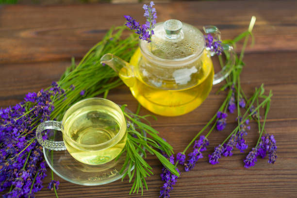 istock delicious green tea in beautiful glass bowl on table 909300072