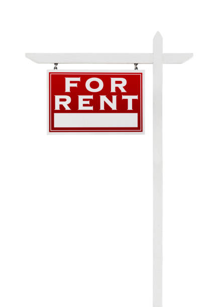 istock Left Facing For Rent Real Estate Sign Isolated on a White Background. 909310272