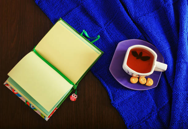 notebook. tea. background. The concept backgrounds and lifestyles