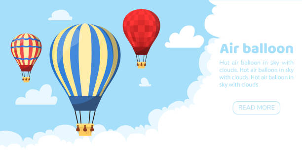 illustrazioni stock, clip art, cartoni animati e icone di tendenza di mongolfiera piatta - hot air balloon