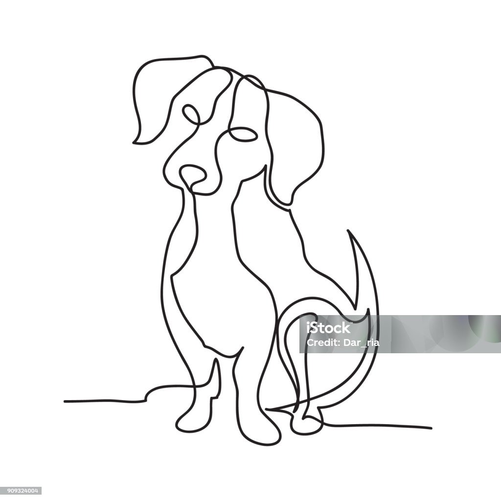 Continuous line dog minimalistic hand drawing vector isolated Continuous line dog minimalistic hand drawing vector on white isolated Dog stock vector