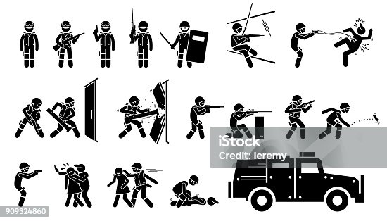 istock SWAT Special Weapons and Tactics Icons. 909324860