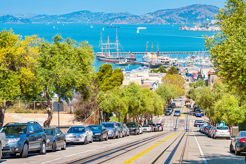 Hyde street and San Francisco Bay in San Francisco California
