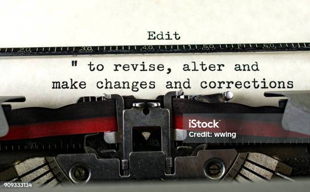 Retro Typewriter With Definition For Compose Stock Photo - Download Image Now - Editor, Typewriter, Writing - Activity