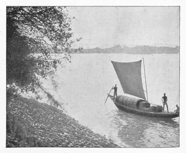 istock Boat on the Ganges in Benares, India - British Era 909335820