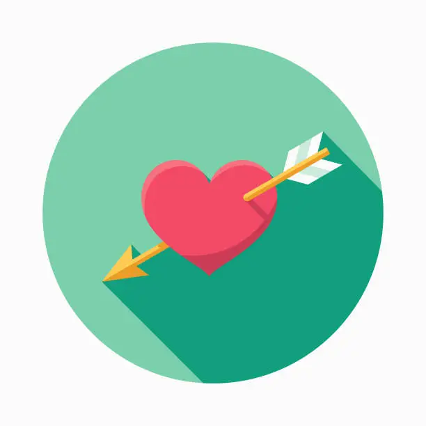 Vector illustration of Wedding Flat Design Cupid's Arrow Icon with Side Shadow