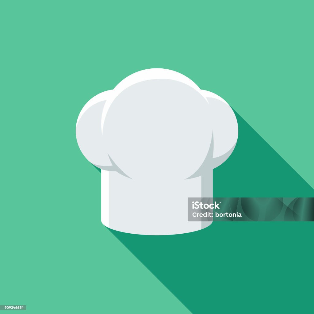 Restaurant Flat Design Chef's Hat Icon with Side Shadow - Royalty-free Chapéu de Cozinheiro arte vetorial