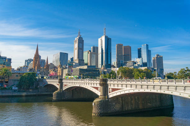 istock Melbourne CBD cityscape with Princess Bridge over Yarra river 909350150